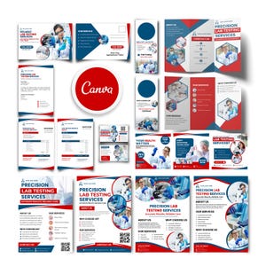 Bundel bewerkbare canva-sjablonen voor laboratoriumtests | Medische brochure, flyer, visitekaartje (digitale download)