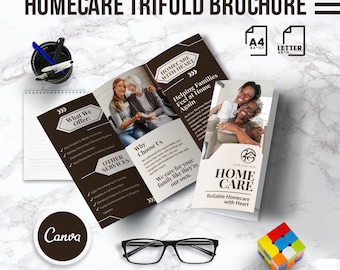 Homecare Trifold Brochure | Editable Canva Template | Home Health, Senior Care, Nursing Care Flyer