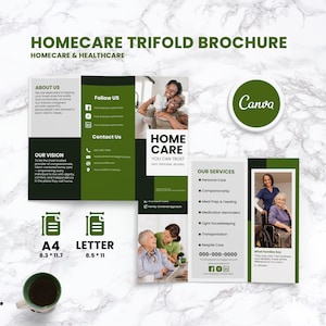 Home Care Trifold Brochure Template: Editable Canva Design (Digital Download)