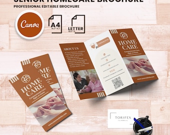 Homecare Trifold Brochure Template | Editable Canva Design | Senior Care, Nursing, Home Health Flyer | Printable