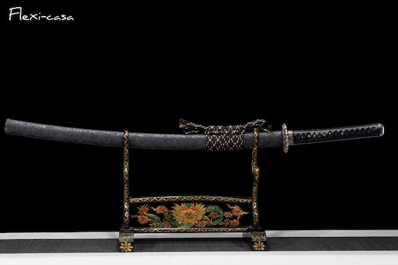 Hand-Forged Purple Damascus Steel Katana | Full Tang Samurai Sword