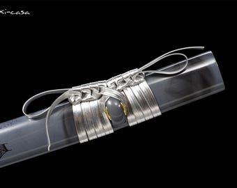 Hand-Forged 1060 High Carbon Steel Katana | Black Blade | Silver Handle | Gold Tsuba | Lacquered Scabbard