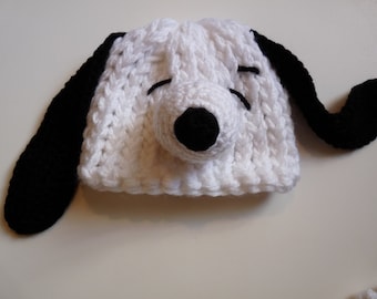 Snoopy inspired knit hat