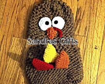 Knit turkey hat and diaper cover 0-3m