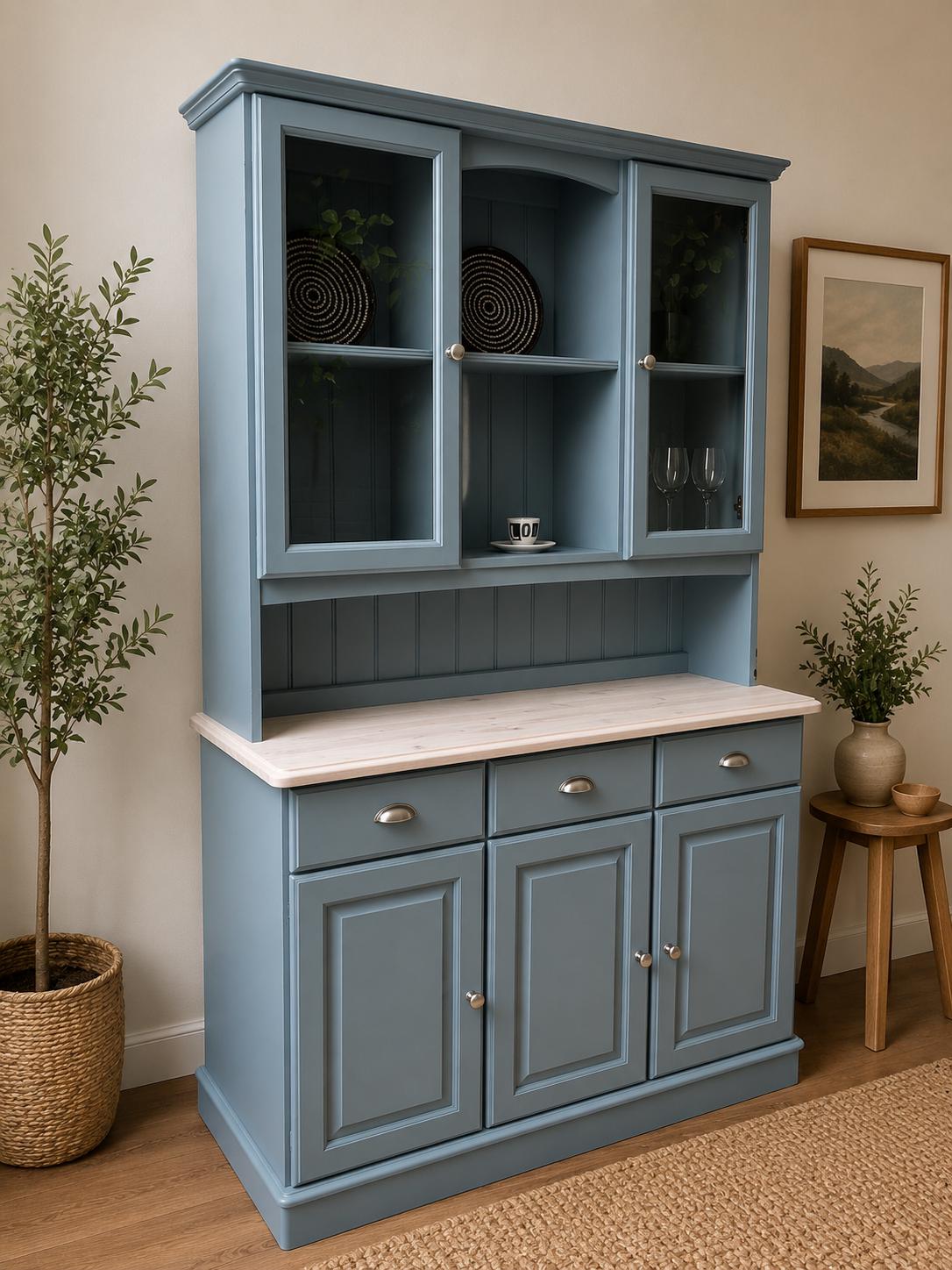 duck egg blue welsh dresser Rustic French Farmhouse Dresser, Blue Welsh Dresser, Antique Hand Painted Dresser, Shabby Chic Dresser