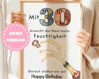 Cash gift 30th birthday birthday card money birthday woman birthday gift gift idea to print money wrapping template