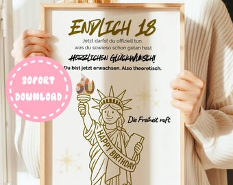 Gift for an 18th birthday | Cash gift for a coming-of-age birthday | Creative ways to give money | Finally 18 | Birthday card with money