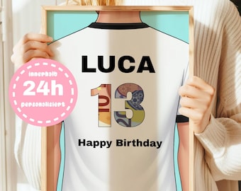 Presente personalizado em dinheiro para futebol, futebol, filho, menino, nome, idade, cartão de aniversário, dinheiro, presente de aniversário, dar, vale-presente