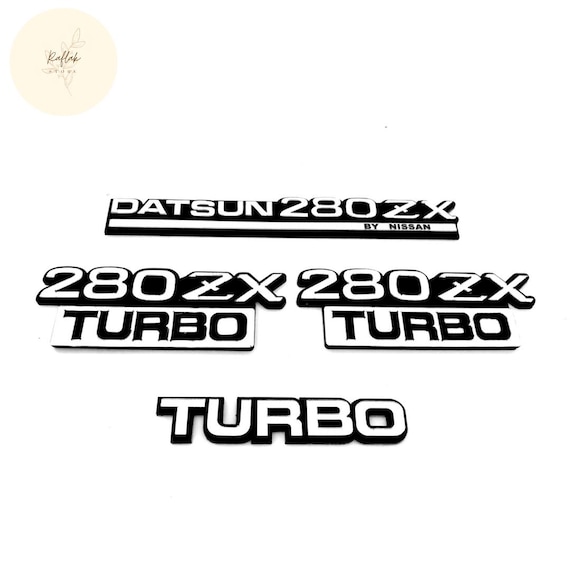 Datsun 280ZX Turbo Emblem Badge Set – Black & Silver Acrylic
