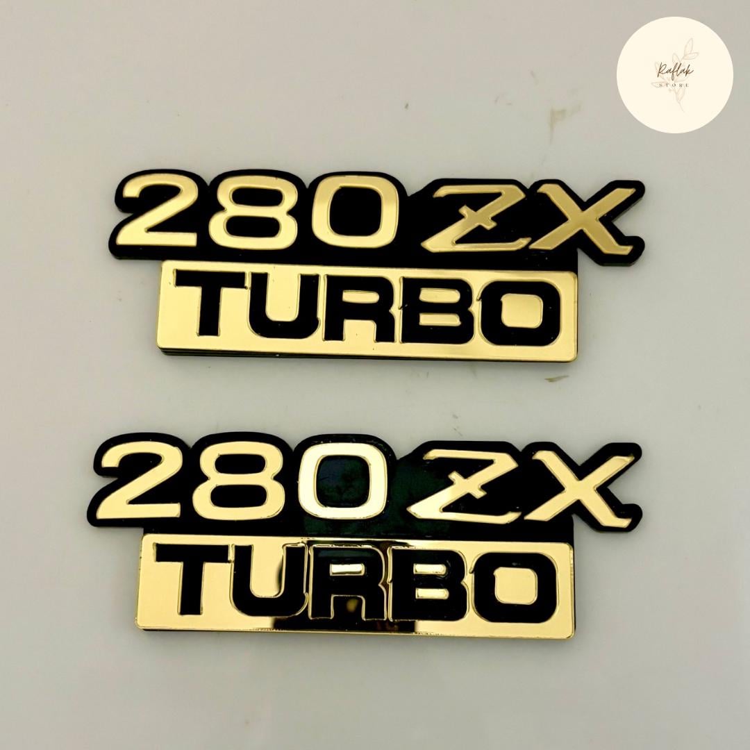 Datsun 280ZX Turbo Emblem Badge Set – Black & Gold Acrylic Plastic