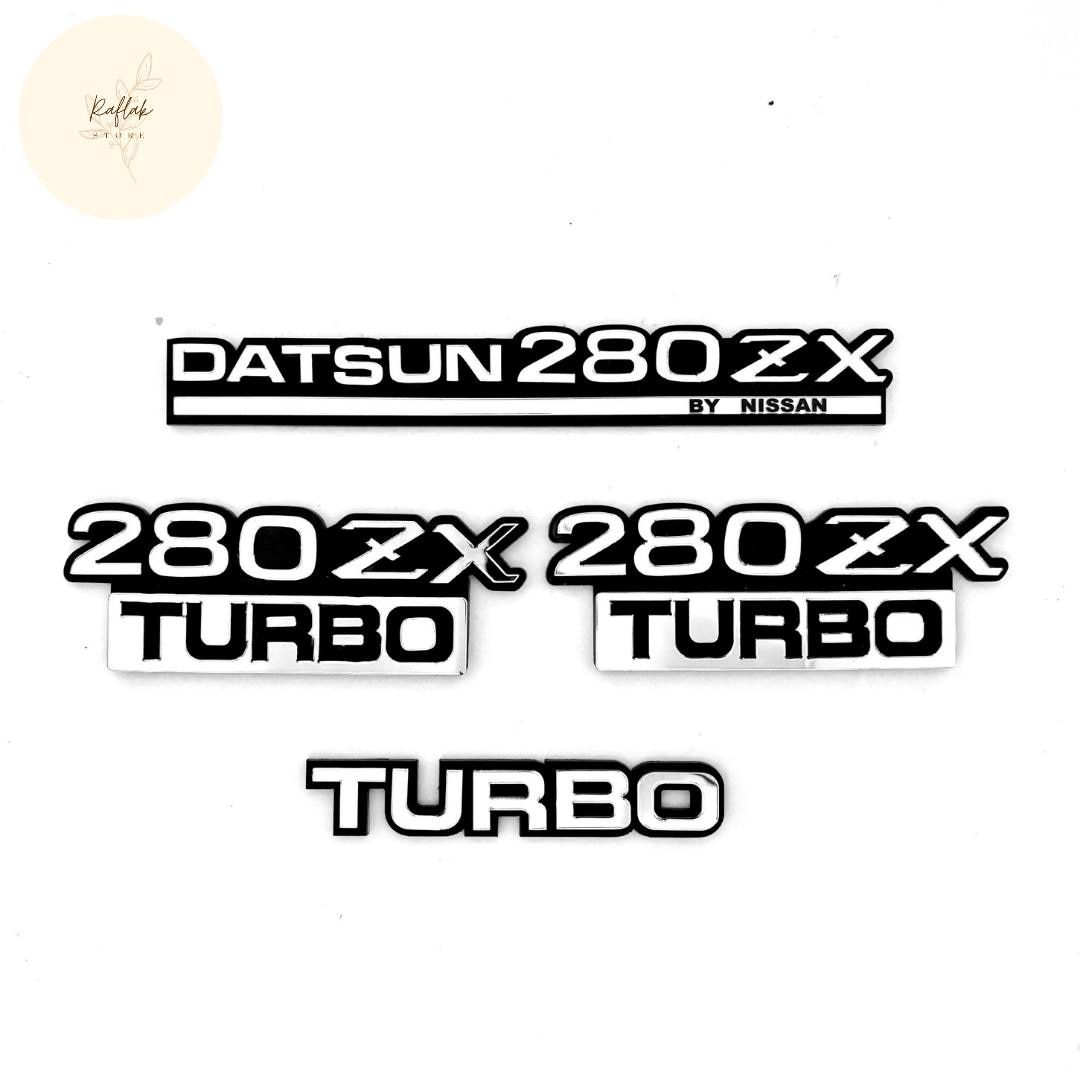 Datsun 280ZX Turbo Emblem Badge Set – Black & Silver Acrylic