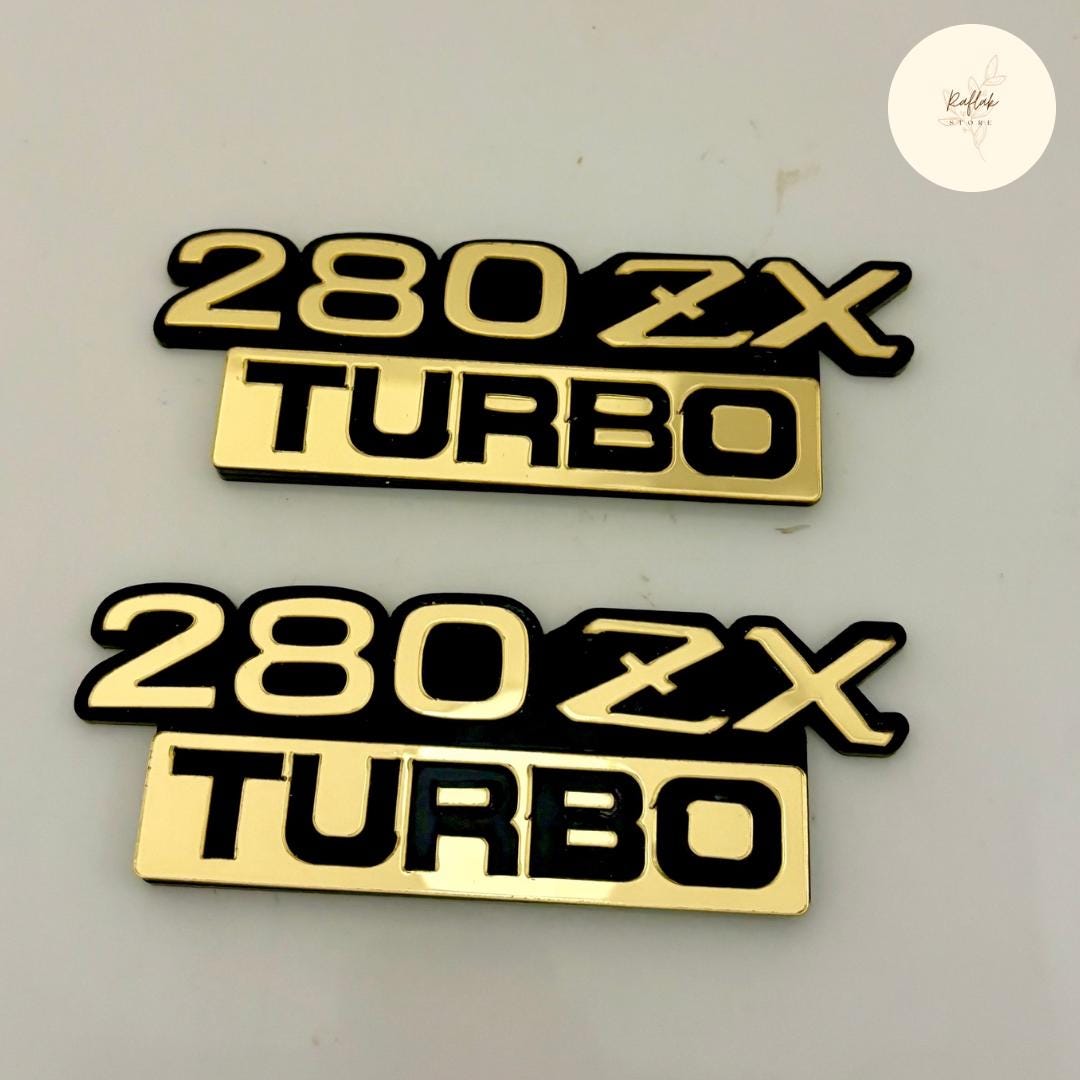 Datsun 280ZX Turbo Emblem Badge Set – Black & Gold Acrylic Plastic