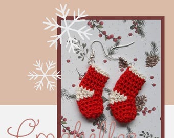 Crochet Pattern – Christmas Stocking Earrings | PDF Instant Download