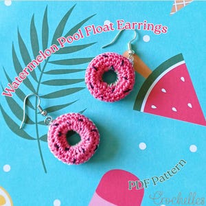 Watermelon Inflatable Pool Ring Float Crochet Earring Pattern