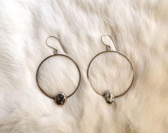 White Buffalo Turquoise Hoops