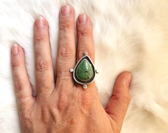 Anillo con lágrima de turquesa de Hubei