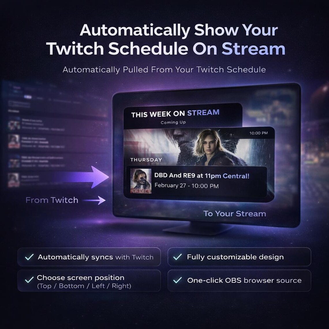 Automatically Show Your Twitch Schedule on Stream – OBS Overlay | No ...