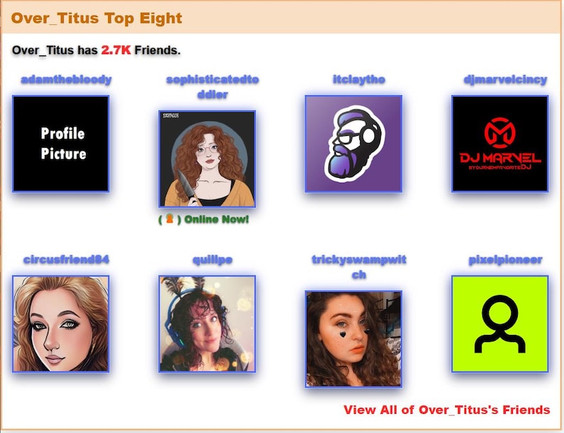 Twitch Top 8 Overlay – Myspace Style Community Spotlight Widget for ...