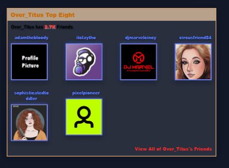 Twitch Top 8 Overlay – Myspace Style Community Spotlight Widget for ...