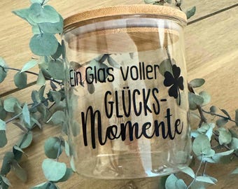 A jar full of happy moments | Storage jar | Jar with bamboo lid | Candy storage | Gift for your best friend