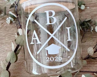 Graduation Gift | Graduation Glass with Bamboo Lid | Graduation 2026 | Commemorative Gift for Graduation | Gift for Passing the Abitur