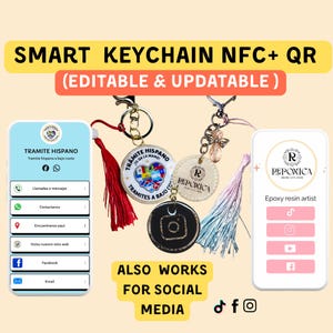 Handmade Epoxy Resin NFC Smart Keychain, Custom Digital Keychain,Social Media & Business, Personalized Gift, Tap to Connect