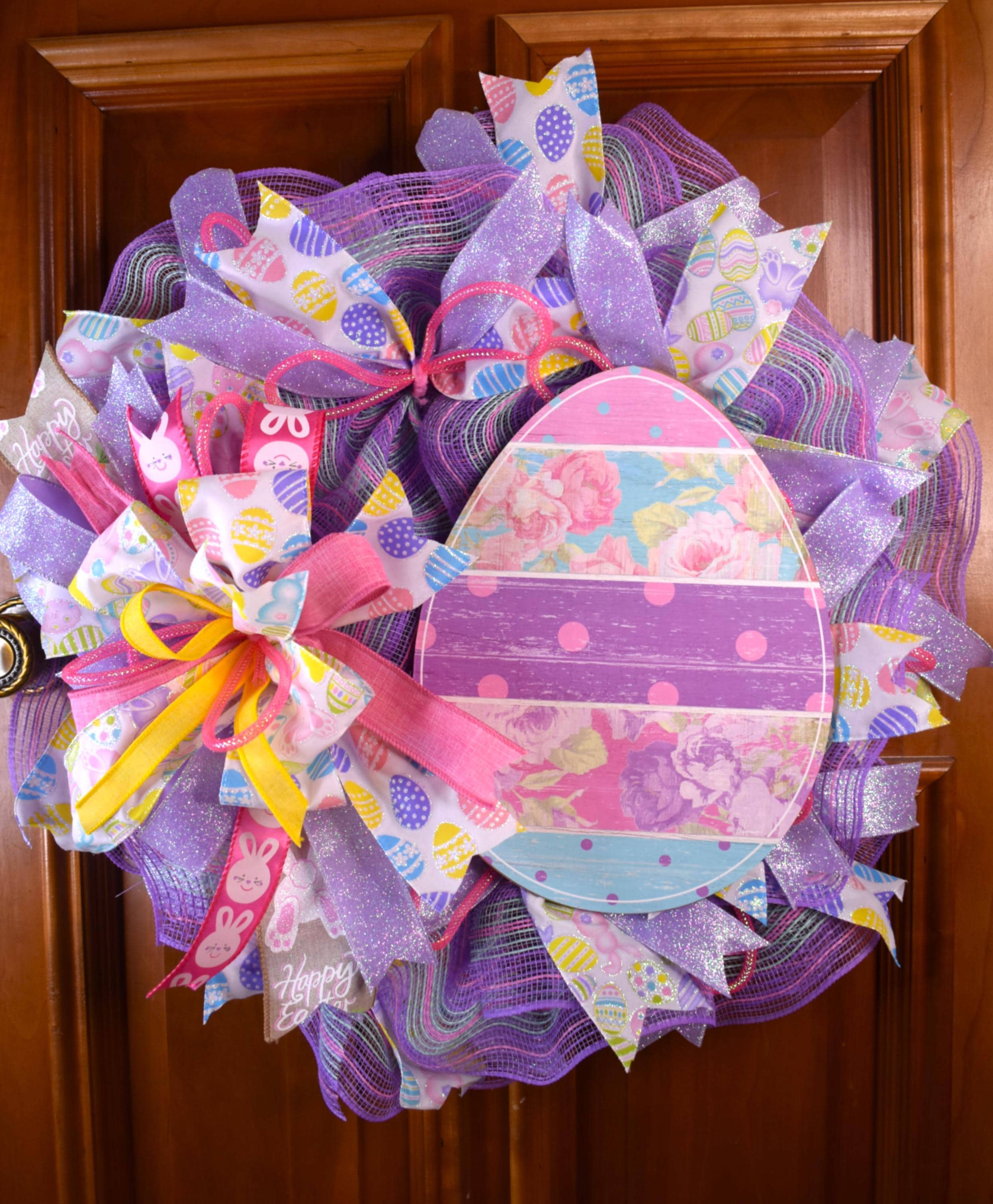 Pastel Easter Egg Pancake Style Wreath Cheerful Front Door Décor Easter ...
