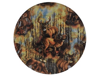 Fabric Plate Woodland Deer Decorative Plate Rustic Wildlife Home Decor Deer Decorative Glass Plate Wildlife Decor Buck Doe Animal Lover