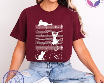 Cat Music Notes Shirt – Funny Musician Cat Lover Tee