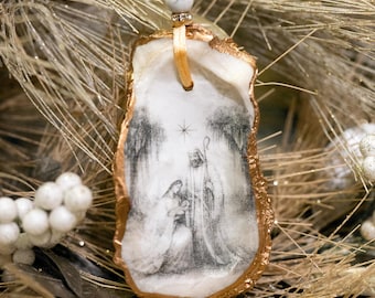 Nativity Oyster Shell Ornament