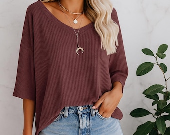 Boho Cotton Butterfly Top for Women - Sola Mocha Blouse - Soft Gauze Tunic - Loose Fit Summer Shirt - Casual Bohemian Style