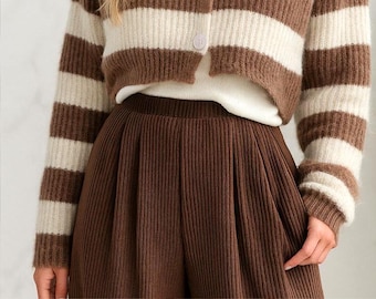 Corduroy Wide Leg Pants for Women | High Waisted Boxy Fit Trousers | Fall Winter Soft Cord Pants | Casual Loose Fit Bottoms