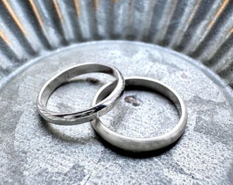 Thick Sterling Silver Hammered or Satin Band Ring, Minimalist Wedding Thumb Jewelry