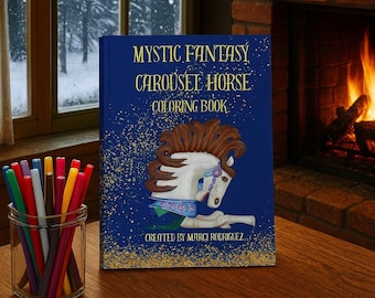 Fantasy Horse Coloring Book Sampler #1 – 4 Downloadable  Mystical Carousel Designs for Adults and Teens