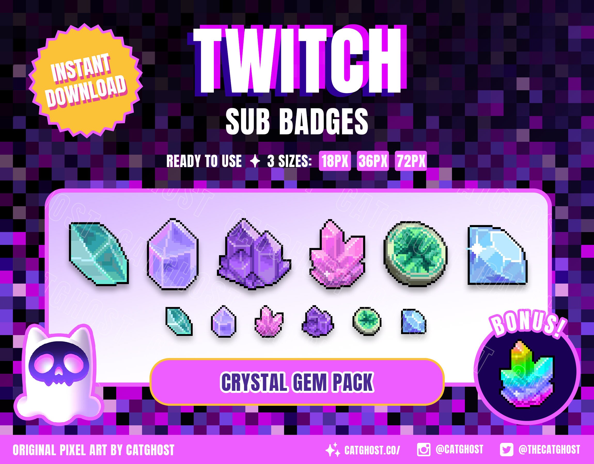 Twitch sub/bit badges // Crystal gem stones