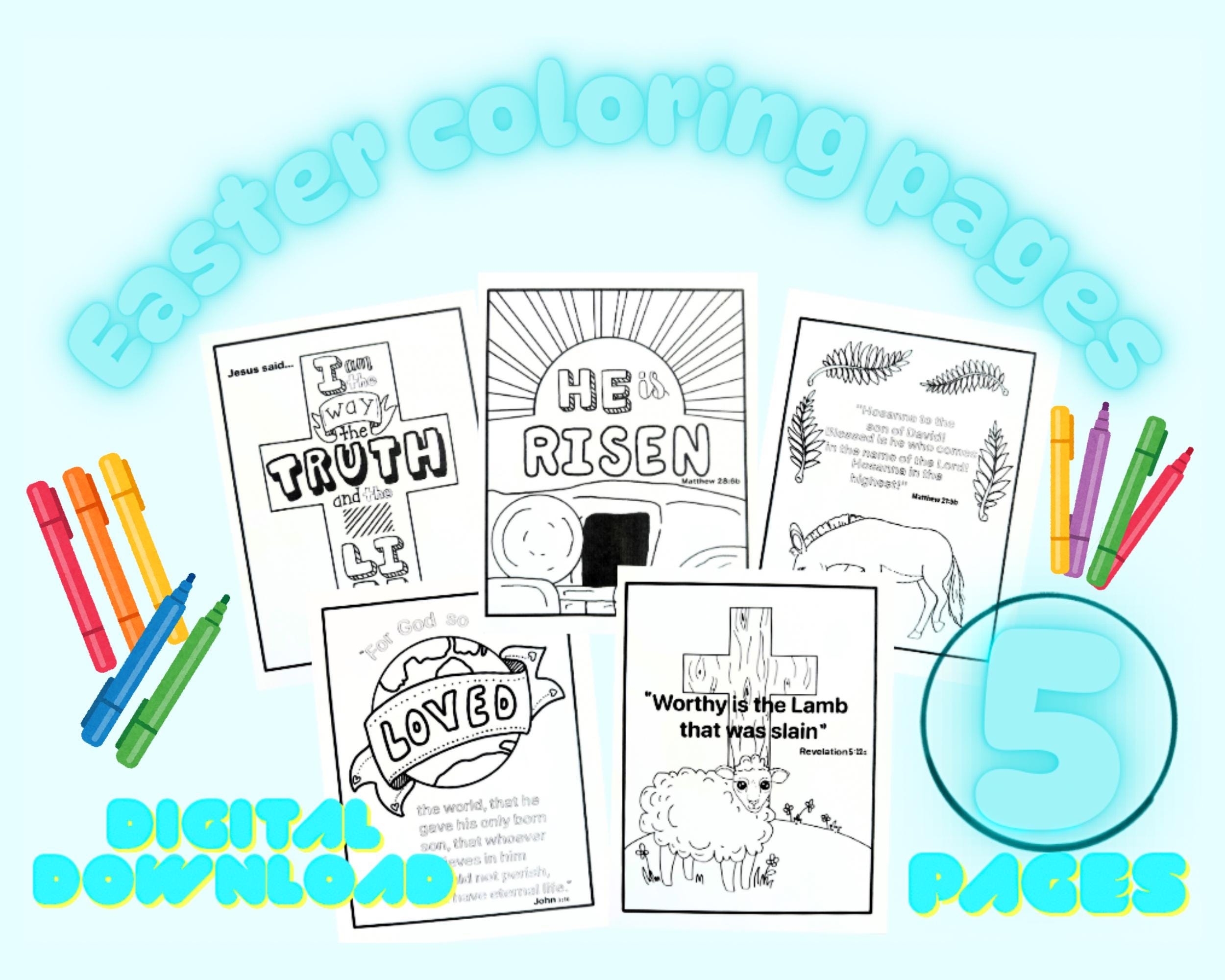 Kid's Bible Verse Easter Coloring Pages| Digital Download | Activity ...