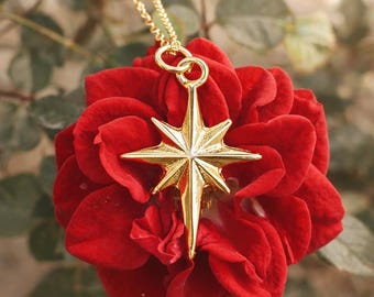 Gold North Star Necklace, Star Pendant Necklace, Dainty Minimalist Necklace, Compass Star Necklace, Star Charm Necklace, Celestial Jewelry