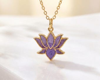 Gold Plated Lotus Necklace, Dainty Floral Pendant, Everyday Necklace, Floral Gift for Her, Minimalist Spiritual Jewelry