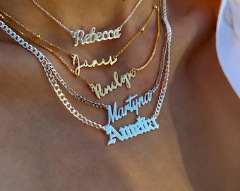 Personalized 925 Sterling Silver Name Necklace, Dainty Gold Plated Name Necklace, Custom Name Necklace, Name Necklace for Women