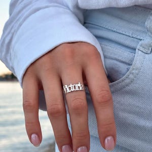 Dainty Name Ring, Personalized Name Ring, 925 Sterling Silver Name Ring, Custom Letter Ring, 18K Gold Plated Ring, Stackable Ring