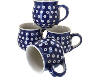 Juego de 4 tazas de burbujas Dots de 295 ml, cerámica hecha a mano, regalo de inauguración de casa, regalo de boda, regalo de Navidad, regalo para ella.