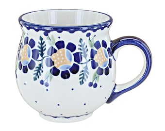 Taza de cerámica con girasol hecha a mano: 16 oz, arte polaco