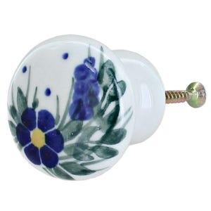 Hand-Painted Ceramic Drawer Pull, Polish Pottery Cabinet Knob, Bohemian Furniture Hardware