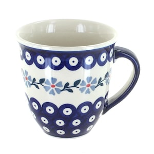 Handmade Blue Violet Pottery Mug - 14 oz, Polish Stoneware