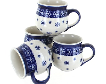 Juego de 4 tazas de burbujas Snow Flurry de 295 ml, cerámica hecha a mano, regalo de inauguración de casa, regalo de boda, regalo de Navidad, regalo para ella.