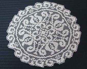 Beautiful Antique Filet Lace Doily  6"  Inch 15cm Round - Many others to choose from in my shop