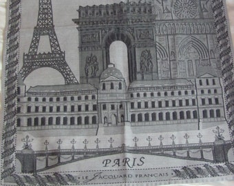 Le Jacquard Francois Paris // Dish Kitchen Hand Towel 100% Cotton // Made in France Gray Eiffel Tower New Unused Large Oversize