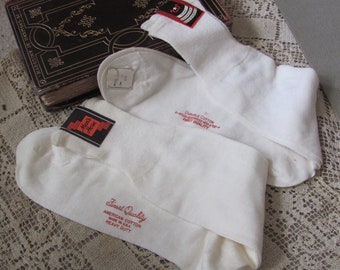 2 Pairs Vintage Mens Cotton Long Socks // Fine Quality Hosiery Men's Hose NOS New Old Stock Unused Mid Century