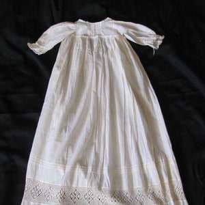 Lovely Vintage Antique Baby Infant Christening Gown Dress Cotton Lace Early Century 34&quot; Long - Clothing Clothes Handmade Victorian
