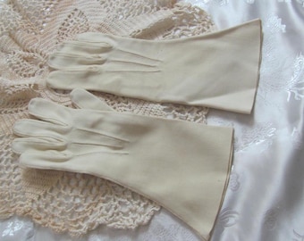 Ladies Vintage Off White Soft Nylon Gloves 10.5" Long Medium // Many others to choose from in my shop